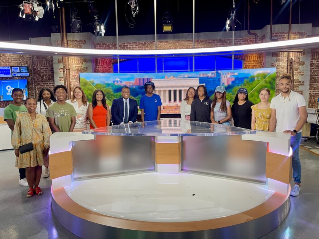 Multicultural Media Academy students visiting the WUSA Studios in Washington, D.C.